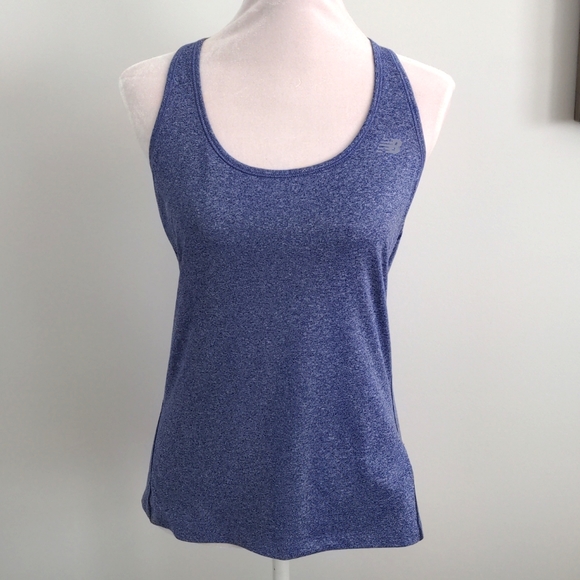 New Balance Heathered Jersey NB Dry Racerback Tank Cloud Heather size Large - Picture 8 of 10